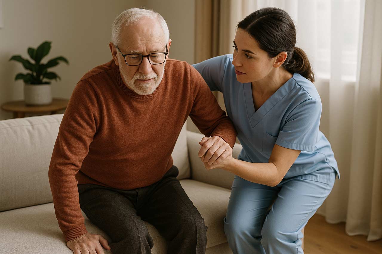 carer-helping-elderly-man pressure sores blog categories and learning topics