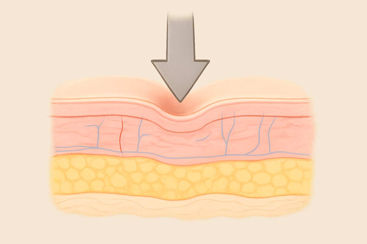 How pressure sores begin under continuous pressure