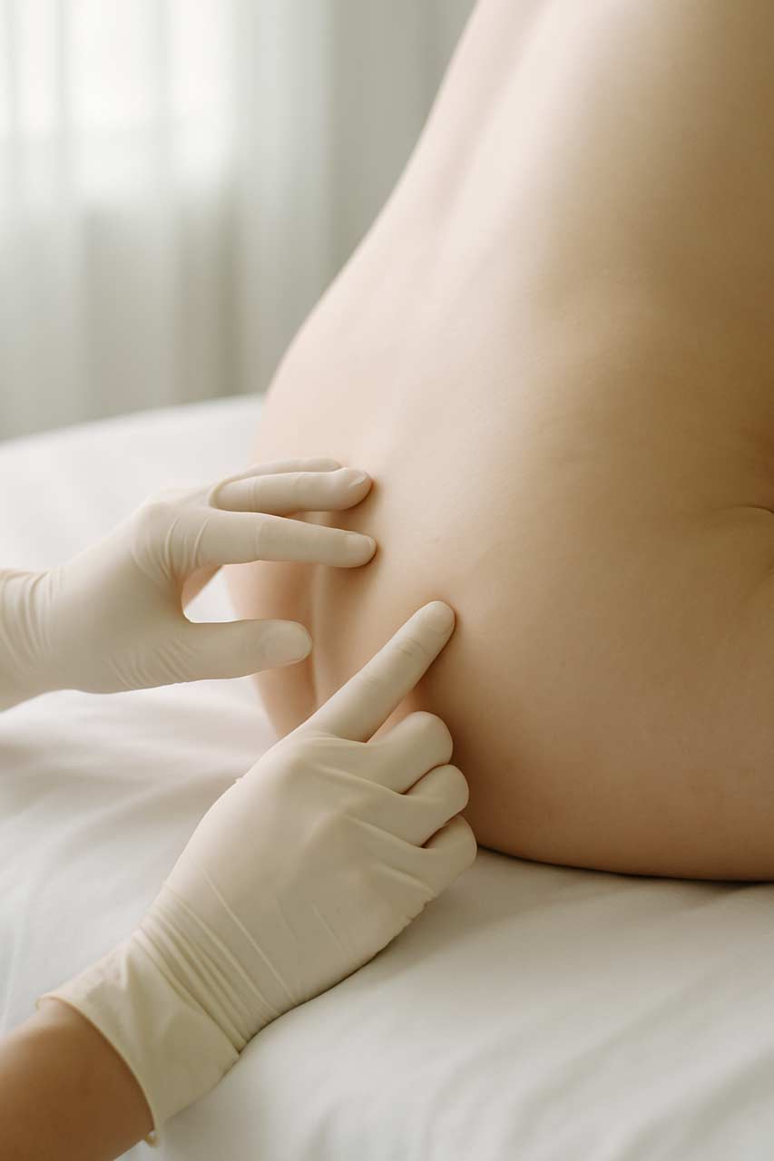 Pressure sores information overview with calm clinical scene