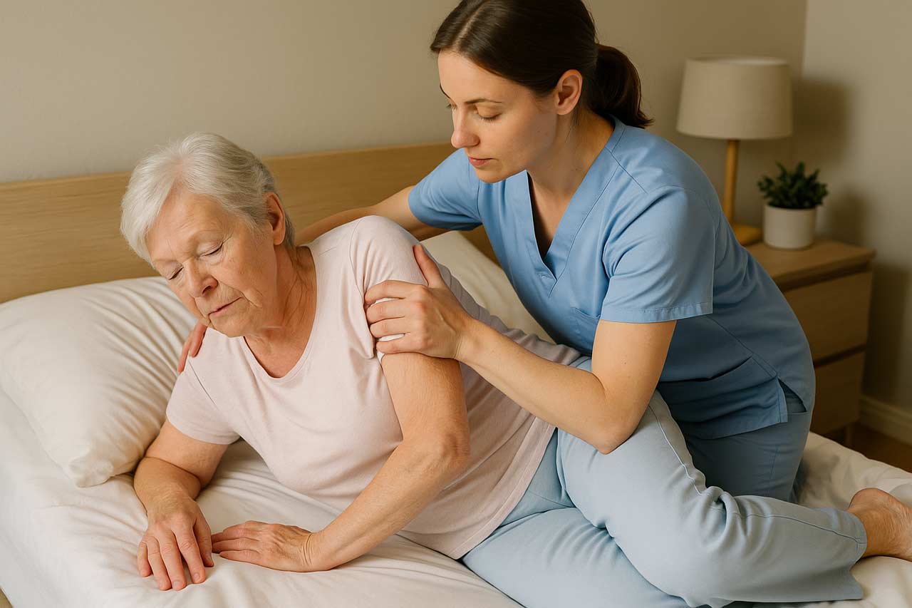 Carer practicing safe care routines