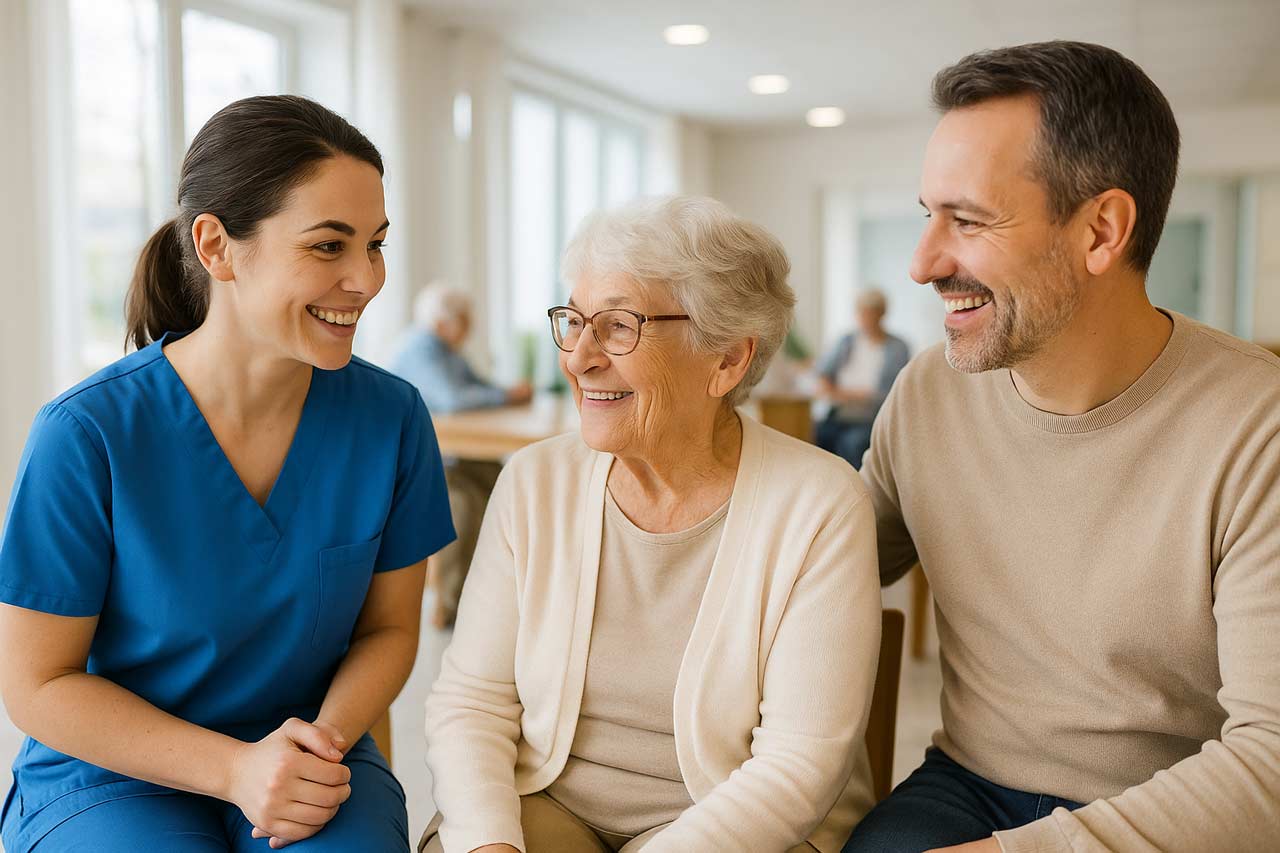 Carer discussing routine care expectations