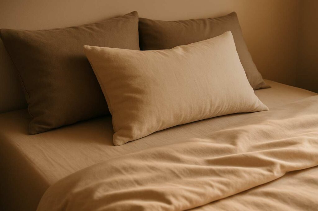 Details of cushions, bedding and soft materials that support comfort